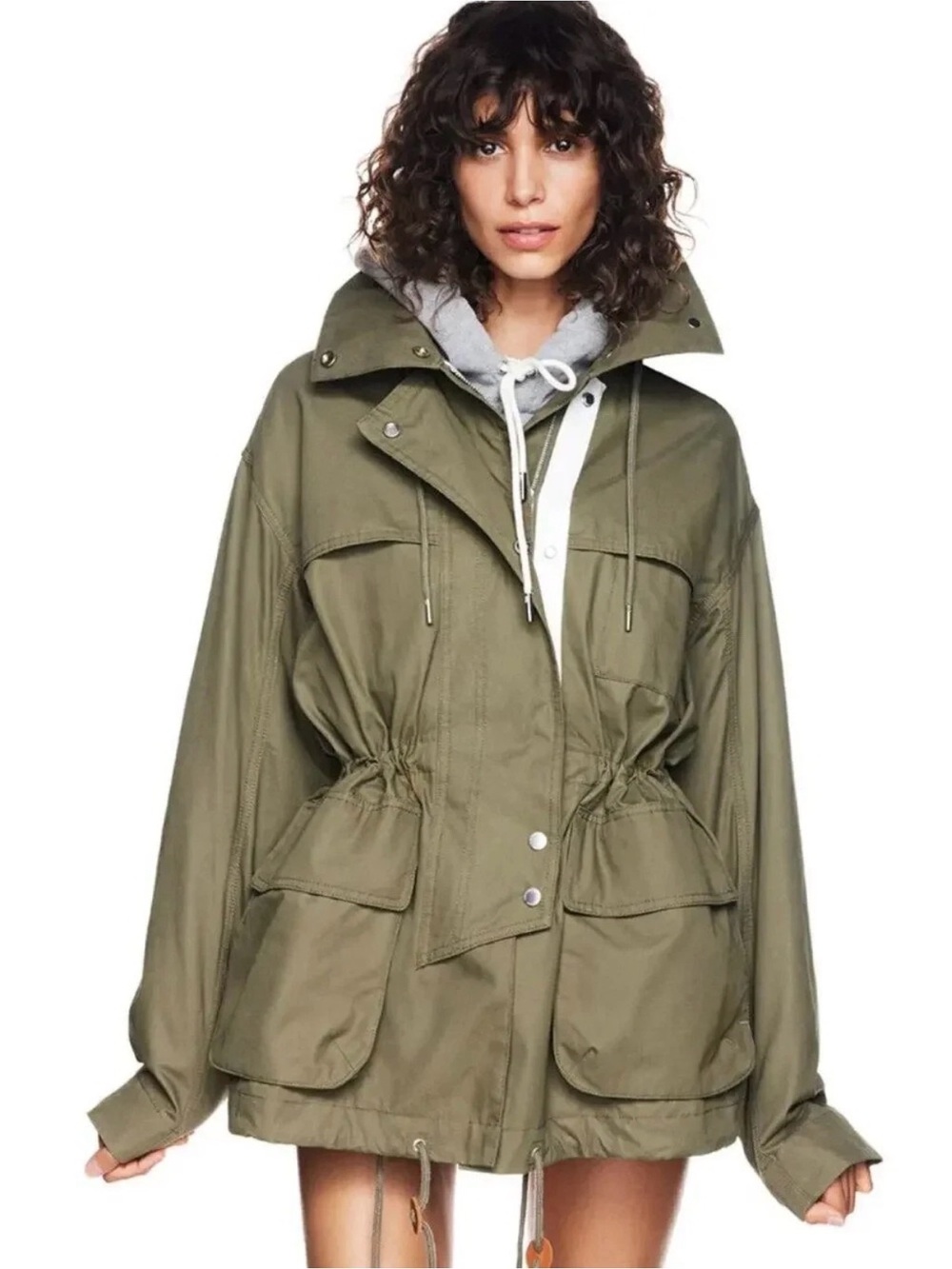 GAP x VICTORIA BECKHAM PARKA JACKET XXS/XS 100% COTTON green full zip utility